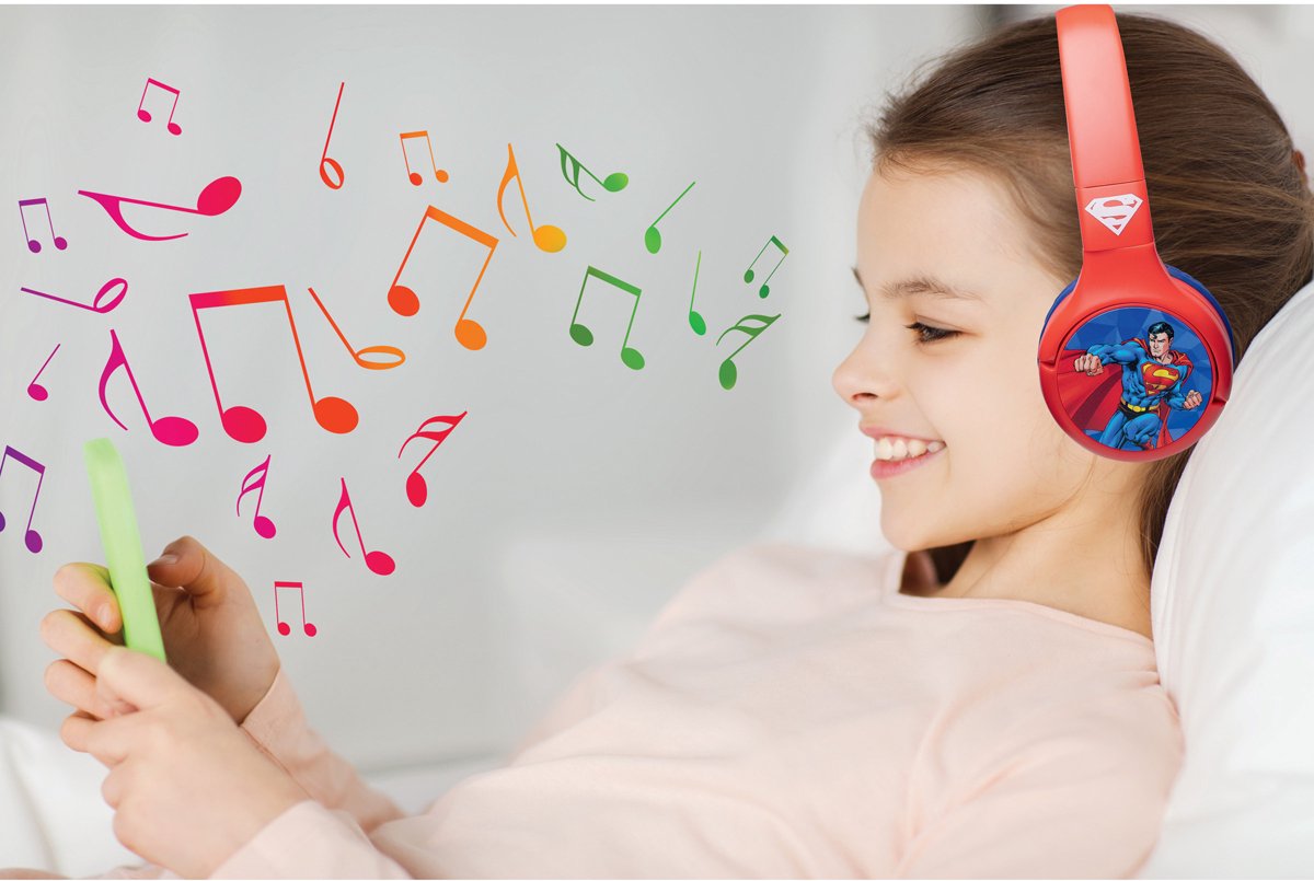2-in-1 Bluetooth® en Bedrade comfortabele opvouwbare Koptelefoon met veilige volumebeperking Superman Design