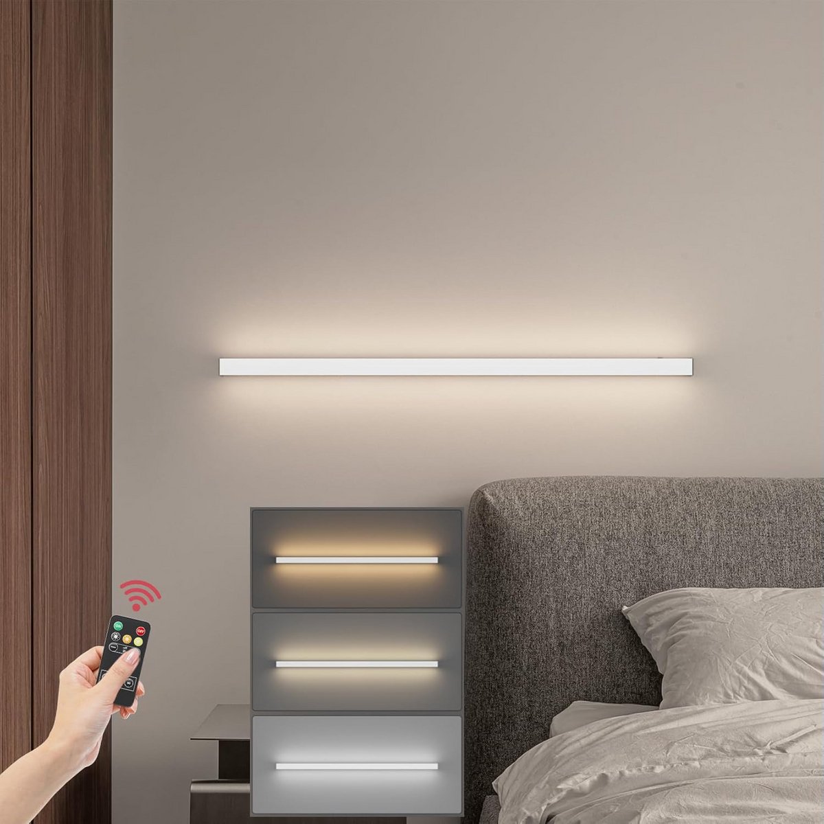 Draaibare LED Wandlamp 100 cm Wit Dimbaar met Afstandsbediening en Timer