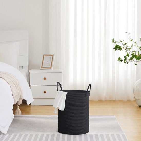 Grote wasmand, katoenen touw, mand voor dekens, kussens in de woonkame