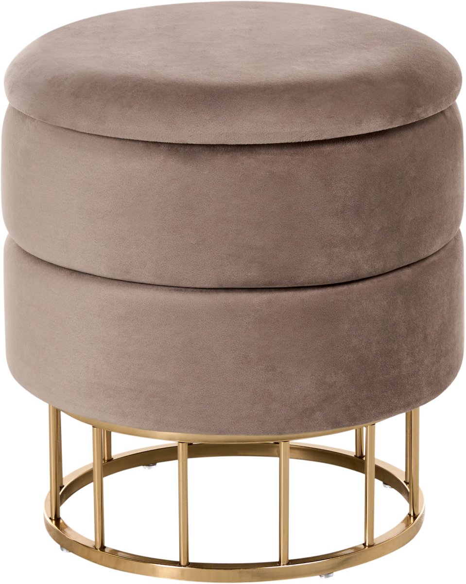 ELGIN - Poef - Taupe - 37 cm - Fluweel