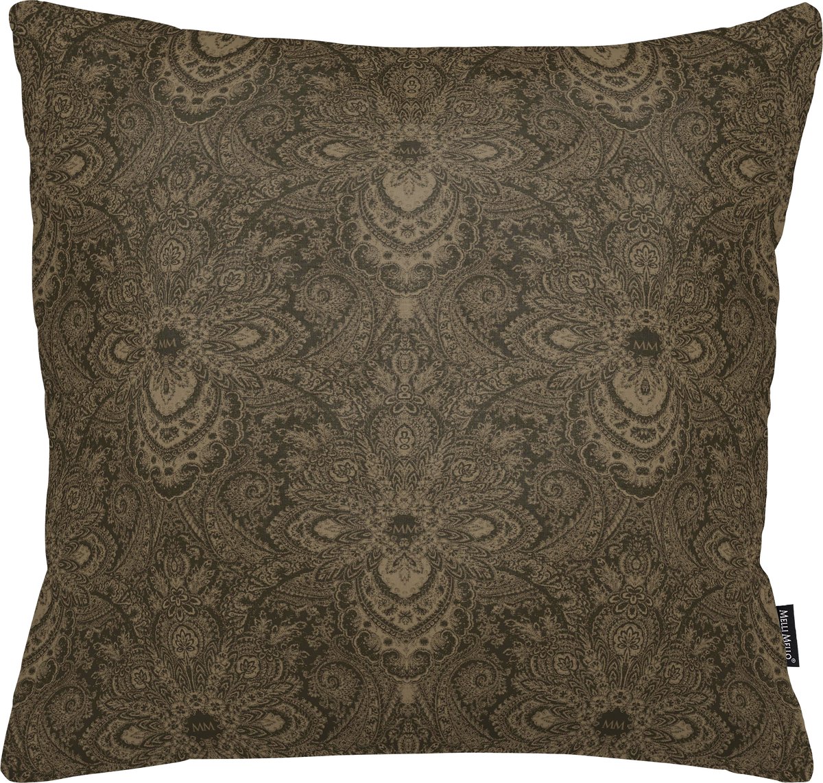 Melli Mello - Paisley World Sierkussen - 45x45 cm - Velvet - Diepbruin Goud - Dubbelzijdig
