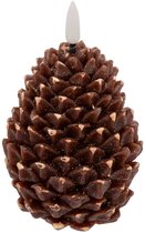 Feeric Christmas LED dennenappel kaars - bruin - 13 x8 cm - inclusief batterijen