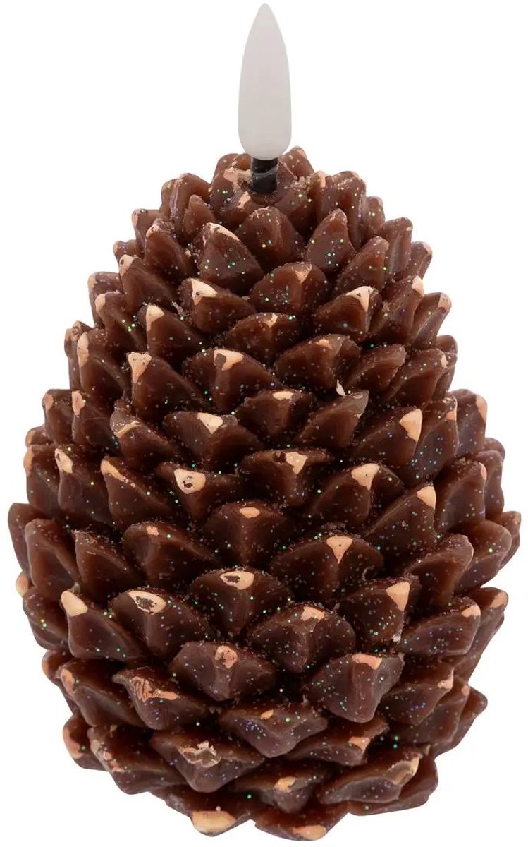 Feeric Christmas LED dennenappel kaars - bruin - 13 x8 cm - inclusief batterijen