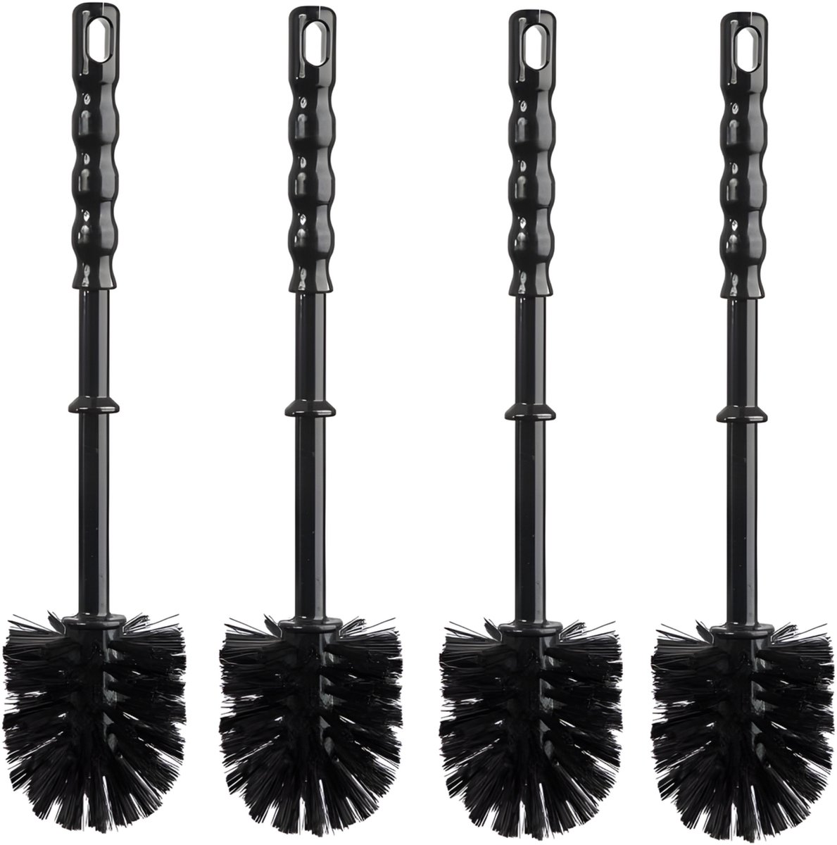 Toyma WC/Toiletborstel los - 4x - kunststof - zwart - D7,5 x H35 cm - badkamer accessoires