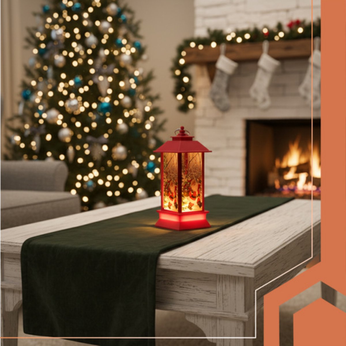 Ruhhy Kerstlantaarn - 2x - rood - 12 x 5 cm - kunststof - LED licht - lantaarn - kerst - kerstlicht – foto 2