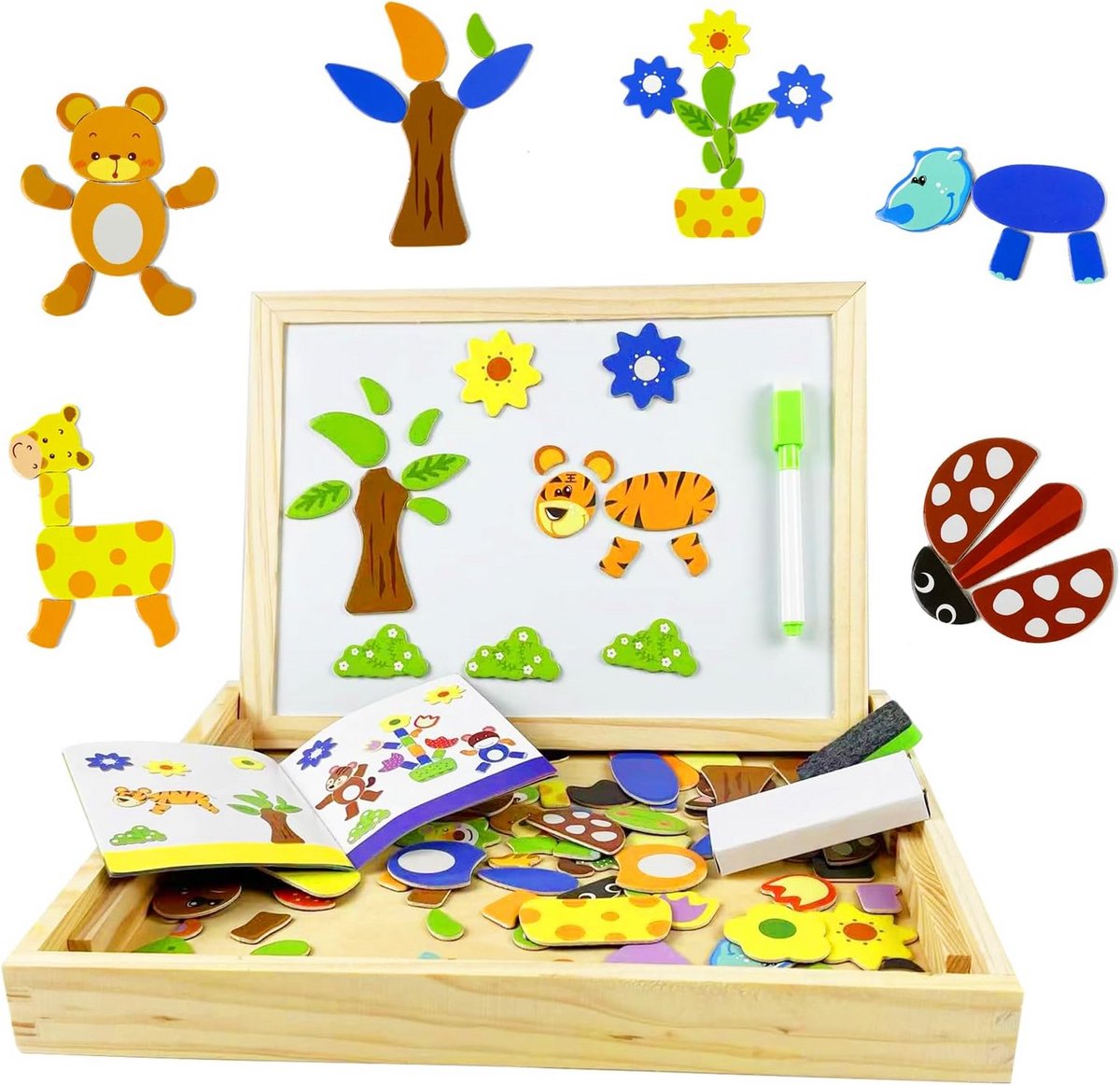 Houten Montessori Puzzel met 100 Delen: Dierenpatronen en Vrije Combinatie Speelgoed voor 3 Jaar en Ouder