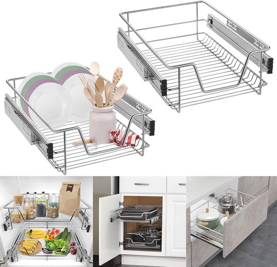 Jago® Telescopische keukenlade, 2-delig, voor 30 cm kast