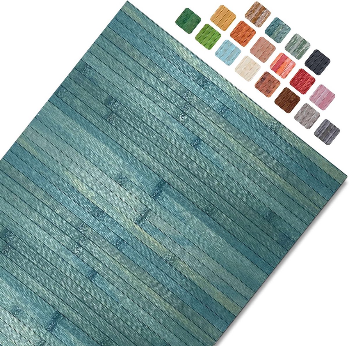 Anti-slip Bamboe Keukenloper Houten Look - 50x230 cm Blauw