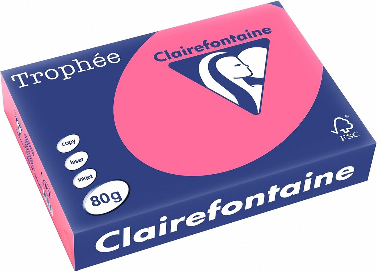 Ries kopieerpapier A4, 80g, fuchsia, 500 vel – Trophee printerpapier