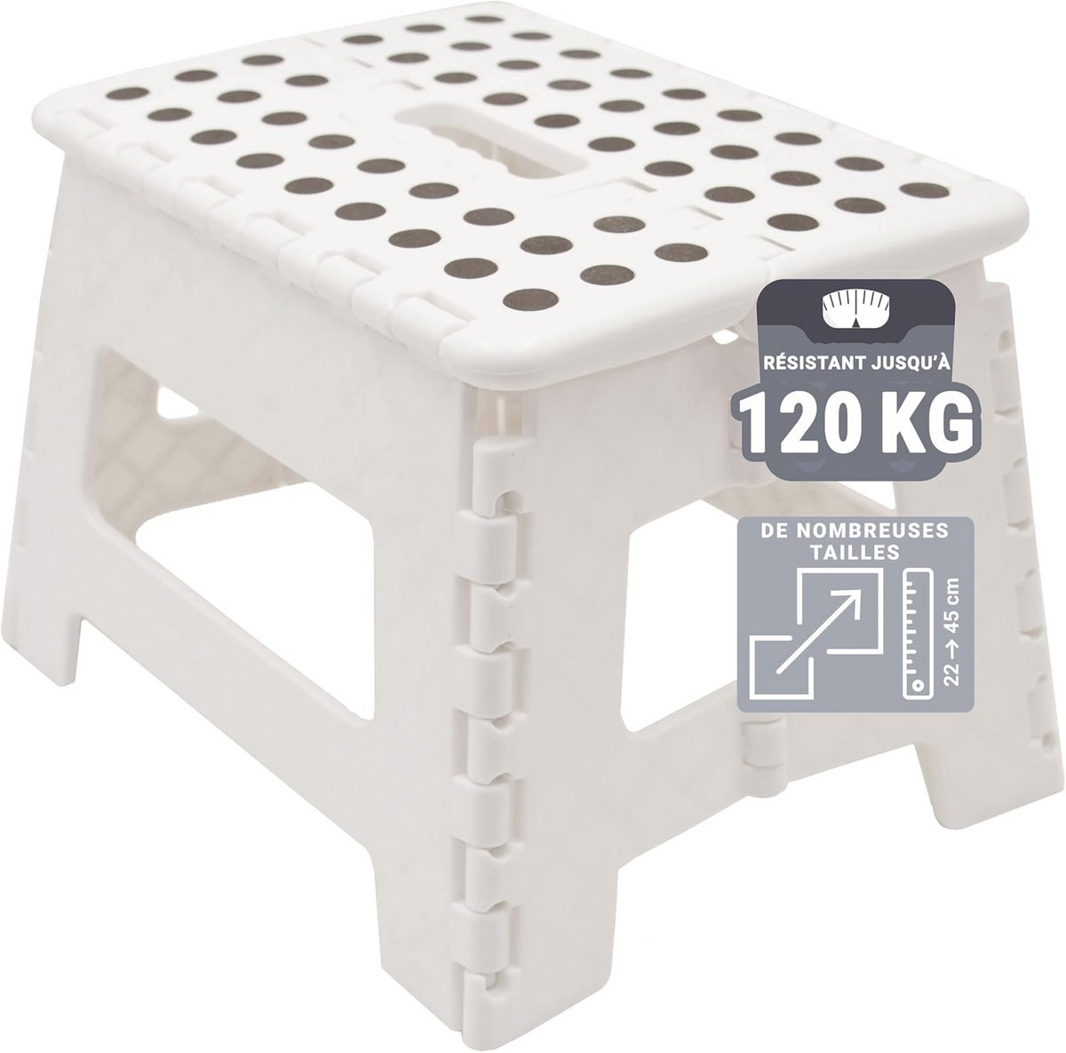 Opvouwbare Stapkruk 39 cm Hoog - Stabiel, Kunststof, Wit