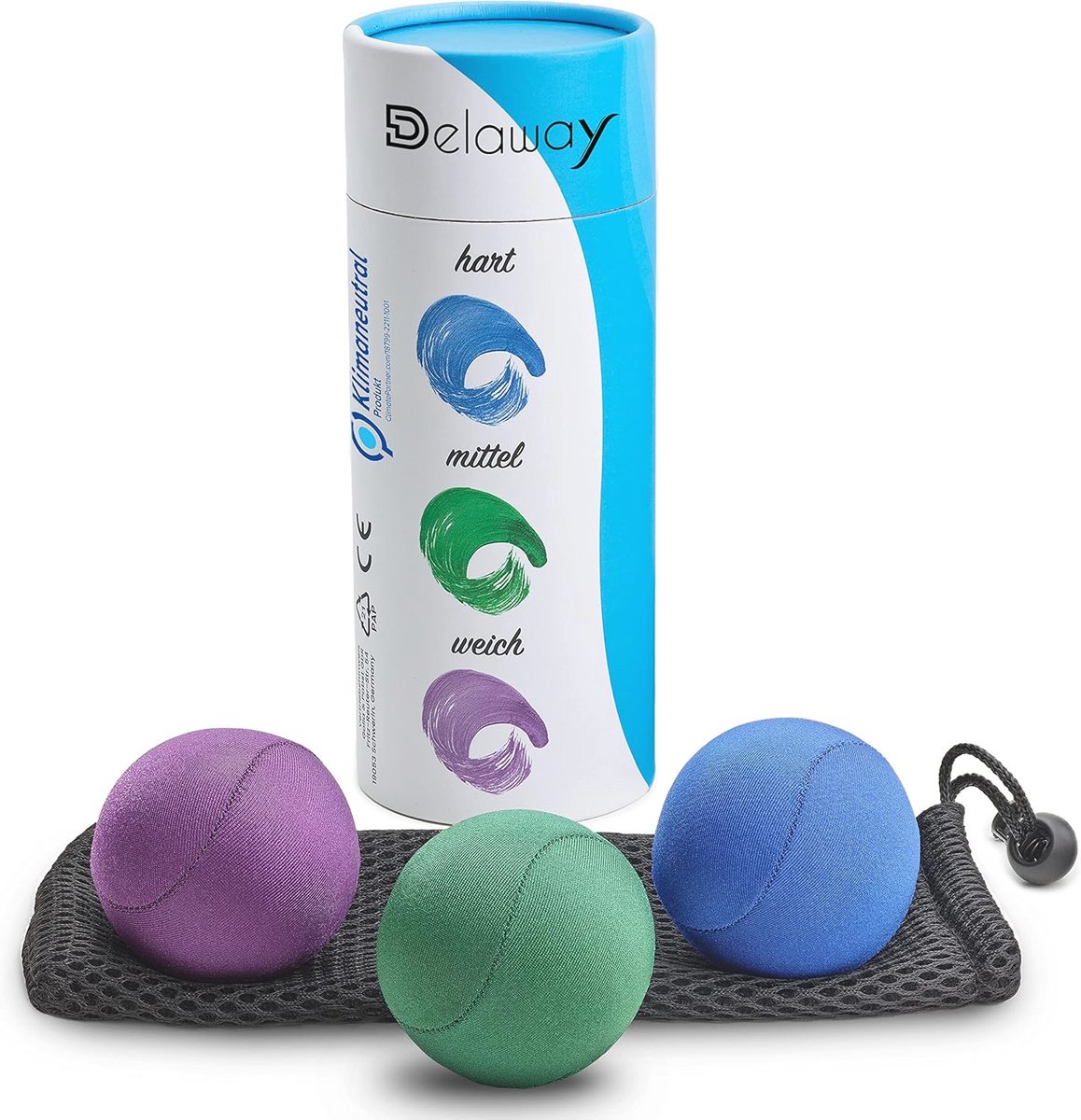 Anti-stressballen Set voor Volwassenen - Handtherapie Ballen in 3 Dikten met Opbergtas - Handtrainer en Relaxballen voor Ontspanning