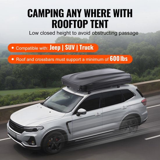 Hardtop daktent, Naturnest Hardtop daktent voor 2-3 personen, hardtop daktent uitgerust met een telescopische ladder en een dik matras van Merkloos — afbeelding 4