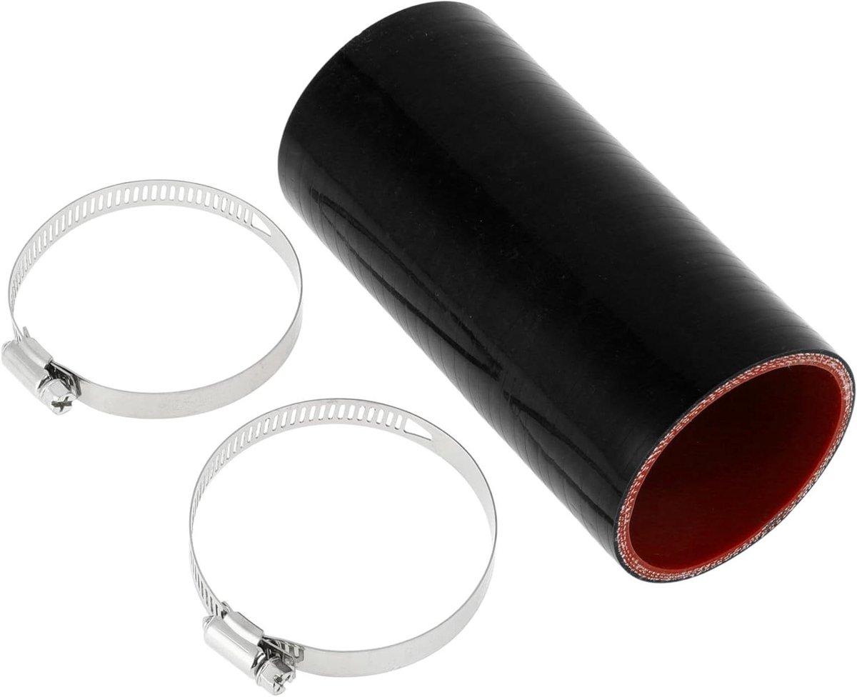 Allecta - Zwarte Rode Siliconen Slang 65mm x 150mm - Universeel Koelmiddelslang met Klemmen.