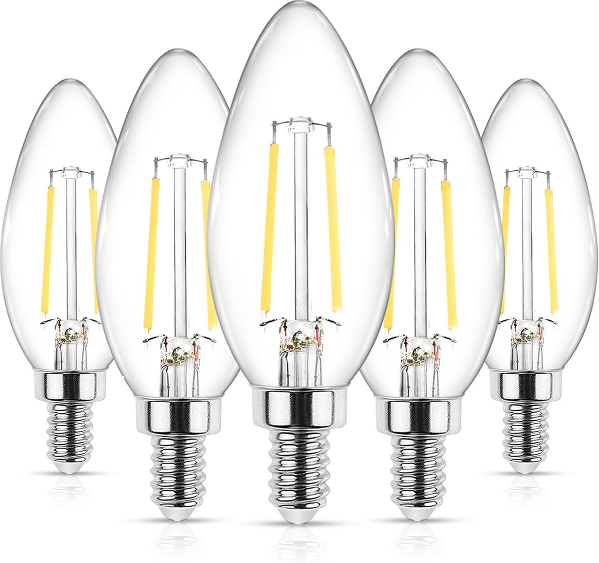 5-Pack E12 LED Kaarslampen 4W Daglicht Wit 5000K - Vervangt 40W - Helder en Energiezuinig