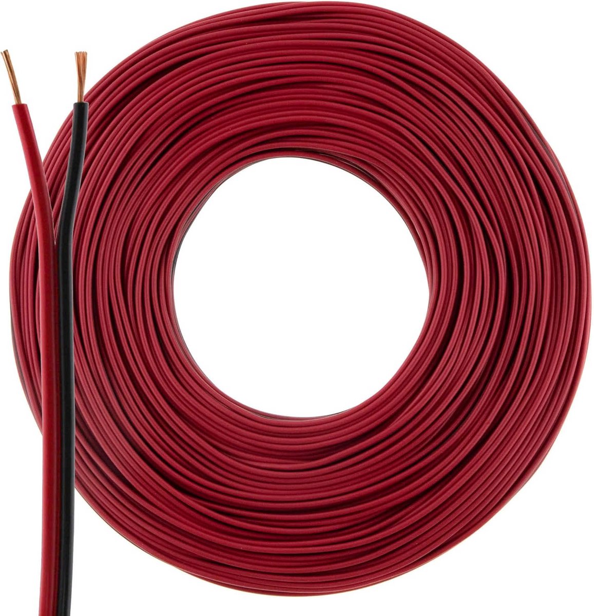 Luidsprekerkabel 2x0,50mm² 50 Meter Rood-Zwart CCA Audio Kabel voor Hifi en Home Cinema