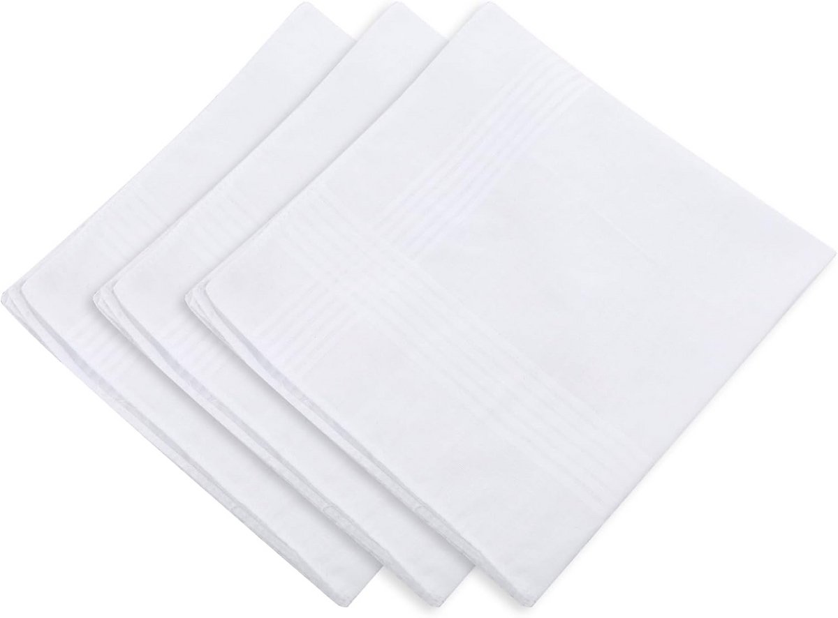 Witte zakdoeken voor heren - Biologisch katoen - 40 x 40 cm - Set van 3