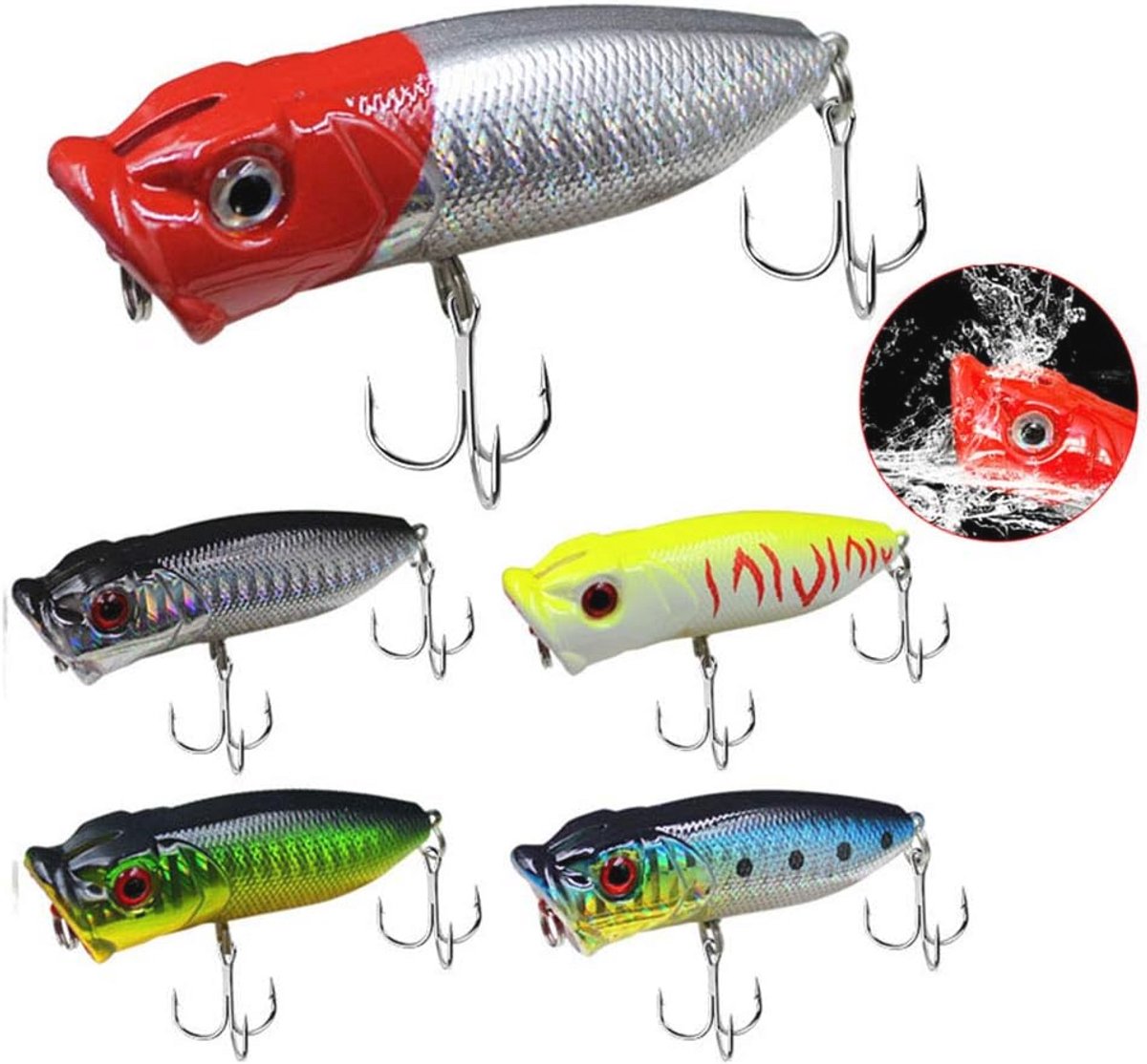 5 Stuks Topwater Kunstaas voor Vissen - Multifunctioneel Zee- en Zoetwater Aas