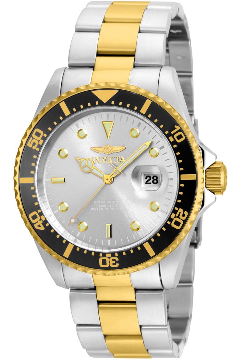 Invicta Pro Diver 22059 Heren Horloge - Waterdicht - Analoog - Quartz Uurwerk - Roestvrij Staal met zilveren Wijzerplaat - 43mm