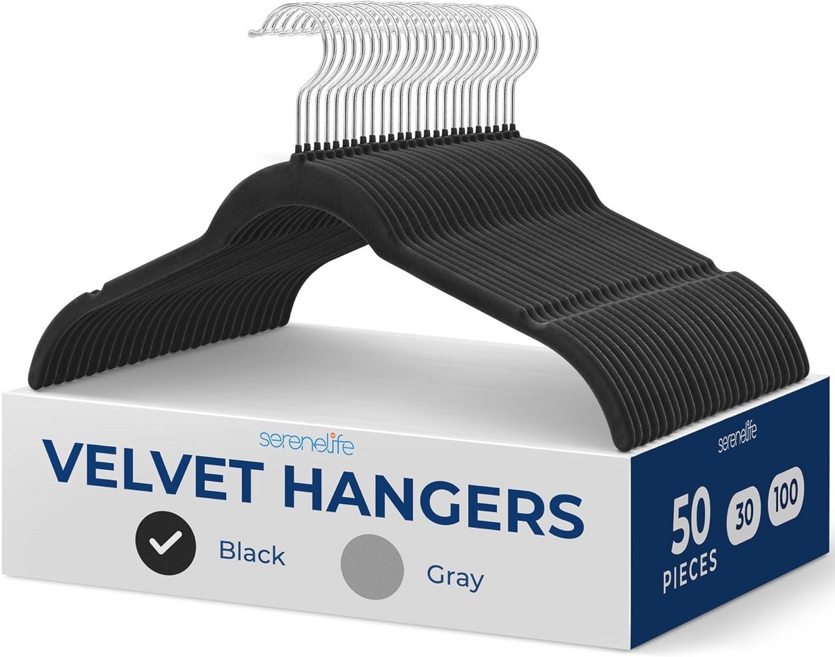 50 Premium Velvet Hangers - Non-Slip, Space-Saving Design with 360° Swivel Hook