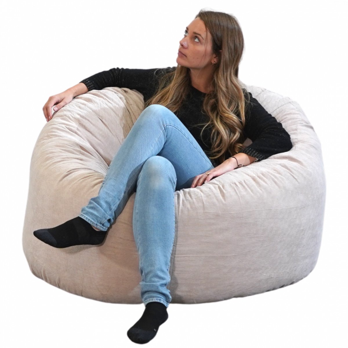 Bananair - Zitzak afneembare hoes - ribfluweel - Beige - 100 cm