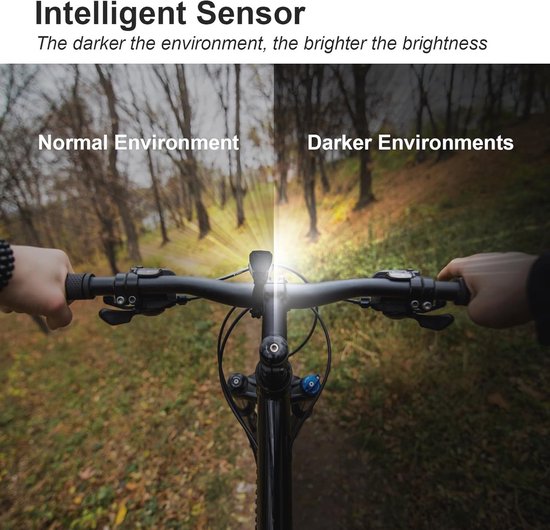 Super Bright Bicycle Light with Automatic Sensor and USB Rechargeable Battery — afbeelding 5