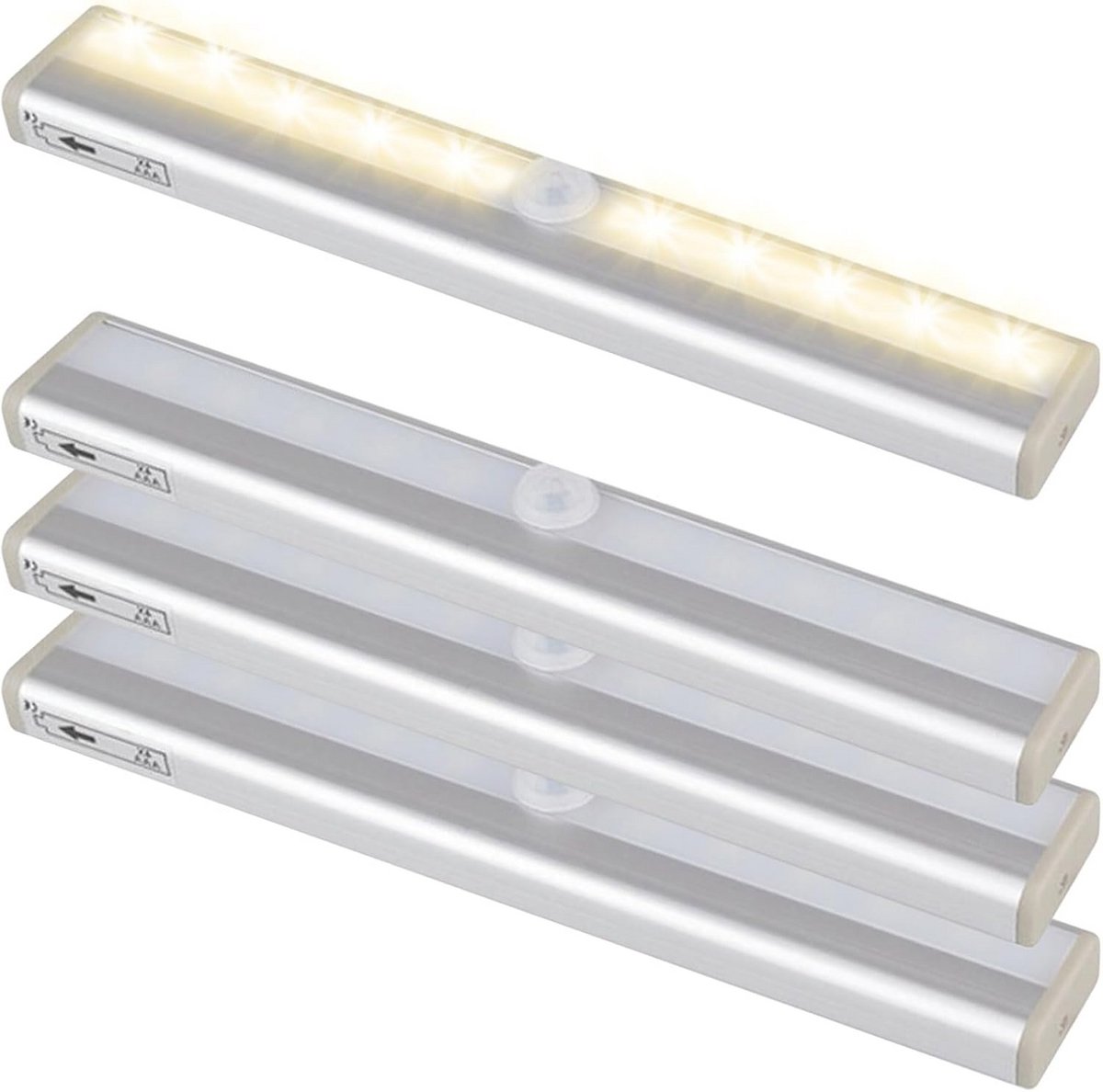 Bewegingssensor LED Nachtlamp met Magnetische Strip – 10 Warmwitte Lichten voor Thuis en Camper