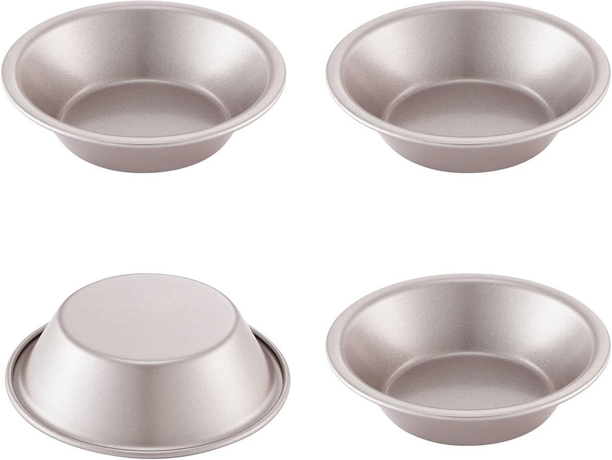 Mini broodpan voor oven bakken - Non-teflon bakvorm, Rond, 4 stuks, Champagne Goud