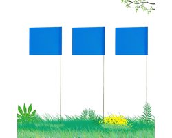 Allecta - Markeringsvlaggen 42 stuks voor industrieel gebruik | Stalen paal | Vinyl paalvlag | Rioleringen en landschapsarchitectuur | Blauw