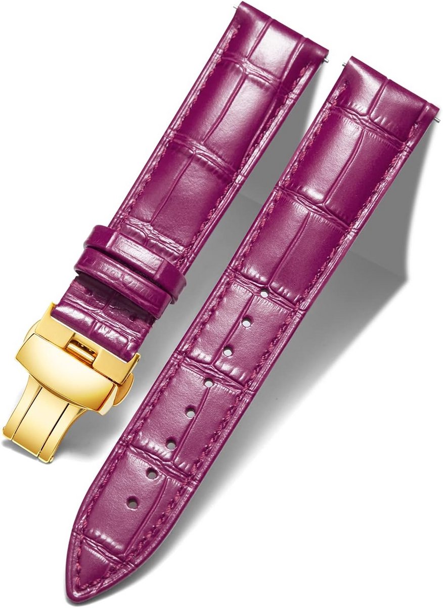 Leren Horlogeband Vervanging met Vlindersluiting voor Heren en Dames - Verschillende Kleuren en Maten