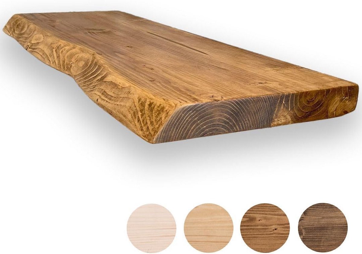 Rustiek wandrek 70 cm met levendige rand van hergebruikt hout