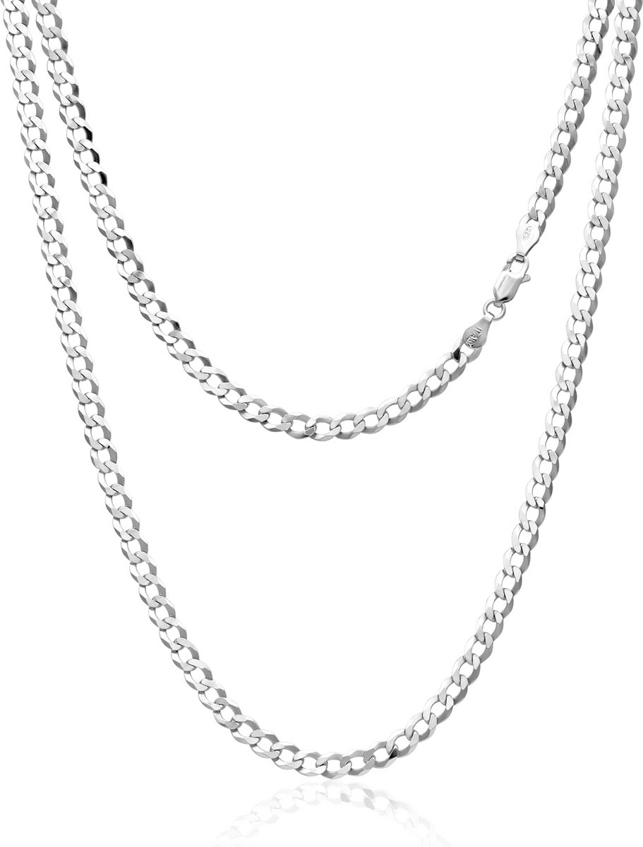 Herenketting Zilver 925 Platgeschakelde Grumetta K schakel Italiaans Maatkeuze