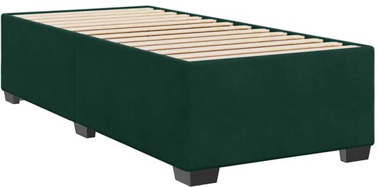 vidaXL - Sommier tapissier - avec - matelas - velours - vert foncé - 90x190 - cm