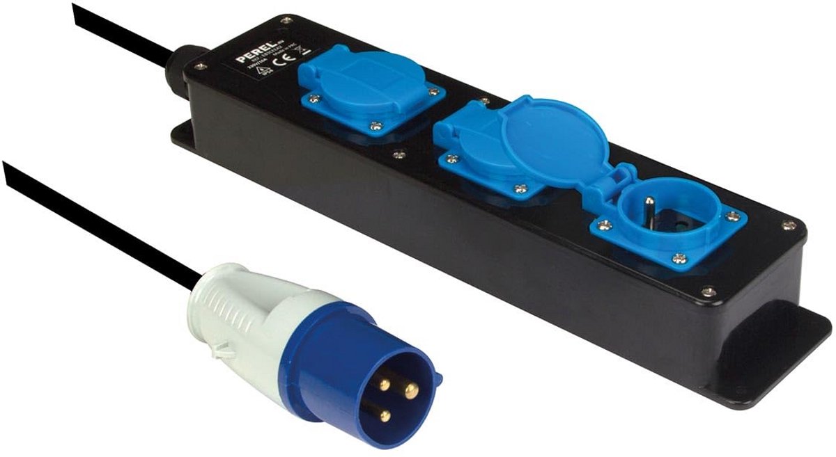 Stekkerblok met 3 Kinderbeveiligde Stopcontacten en IJzeren Pen - 3 Meter Kabel