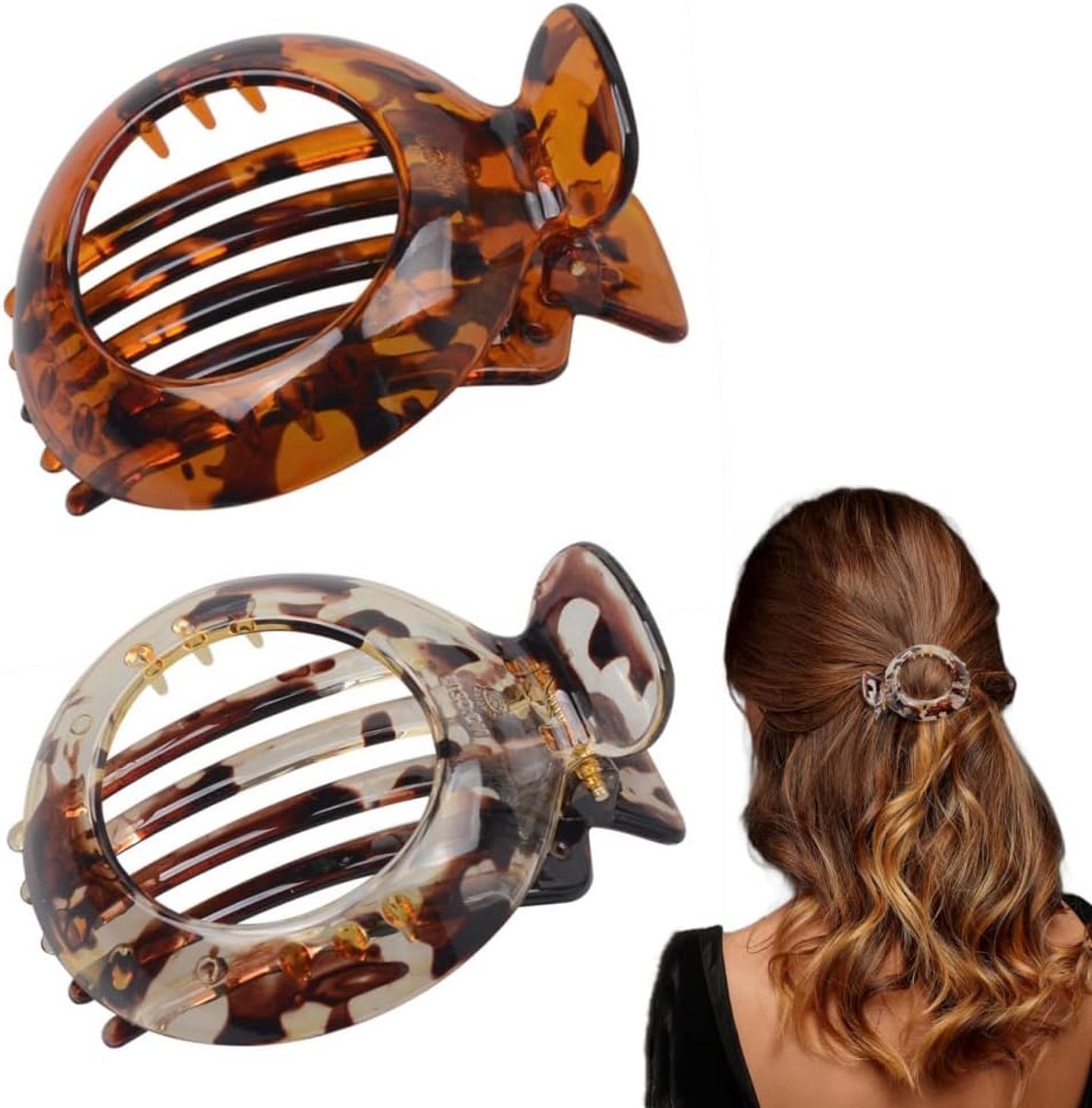 2x Kleine Haarclip Bruin Antislip voor Dun Haar - Sterke Klemmende Haaraccessoire