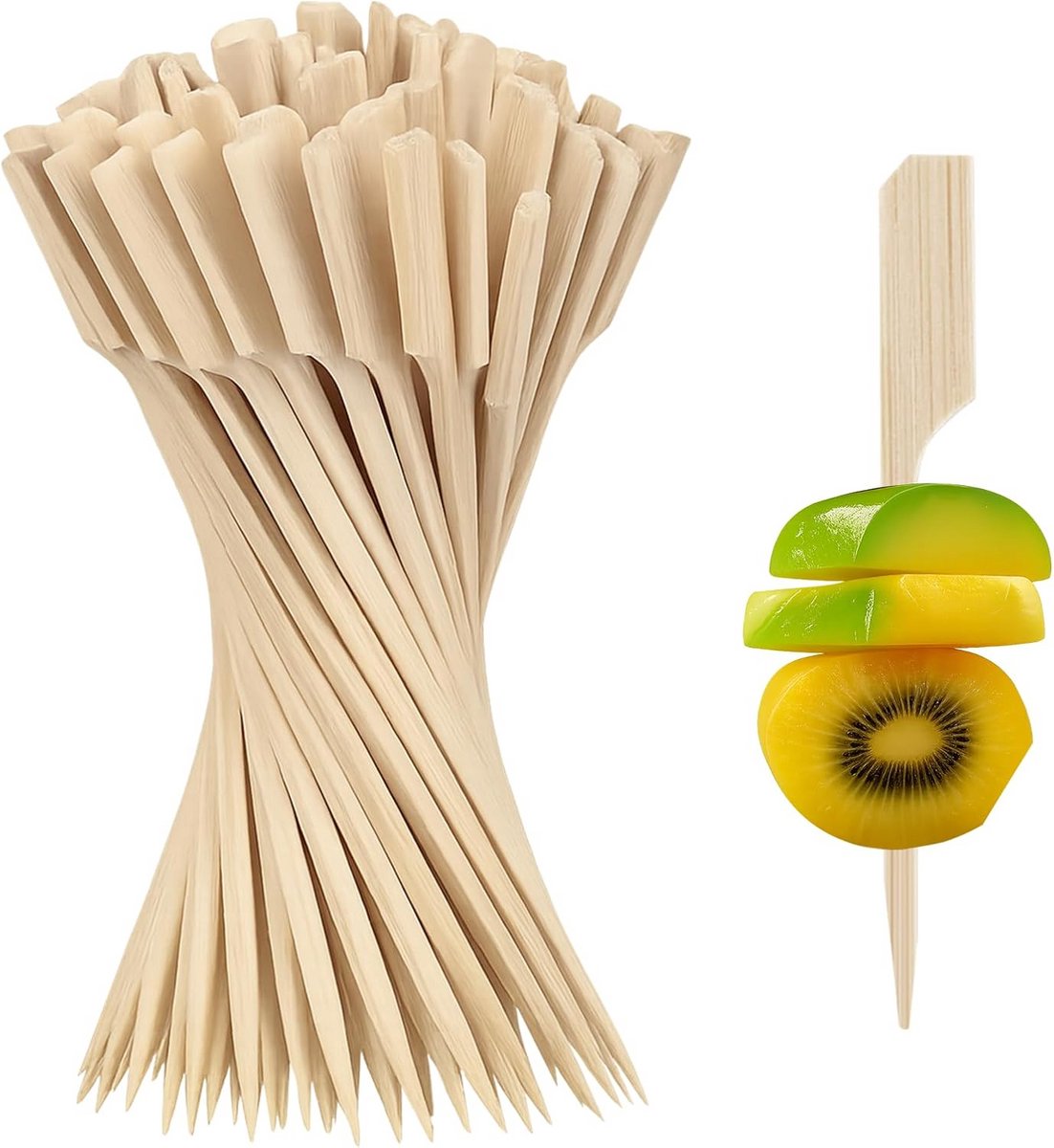 200 Houten Spiesjes Bamboe Cocktailprikkers 12 cm voor Barbecue en Knutselen