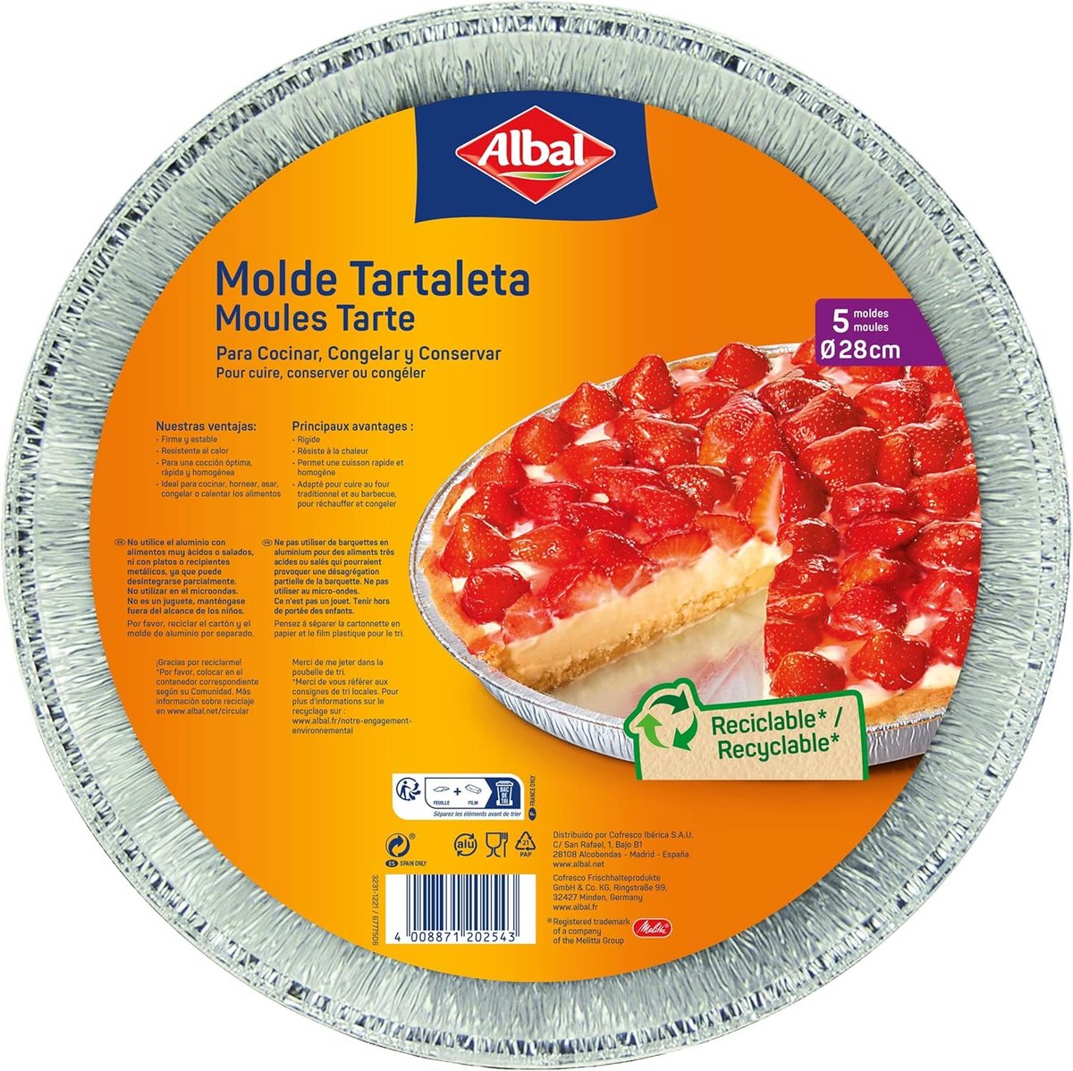 5x Ronde Aluminium Taartvormen Gebak & Desserts - 28 cm Wegwerpvormen