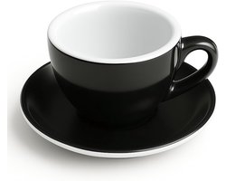 Set van 12 Cappuccinokopjes met Schotels, 200 ml, Zwart, Dubbelwandig