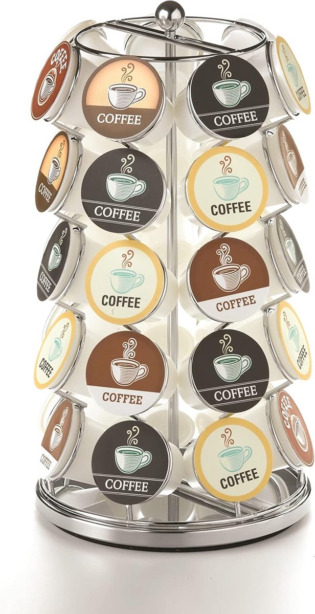 Draaibaar Koffiecupjes Carrousel voor 35 Cups - Chroom