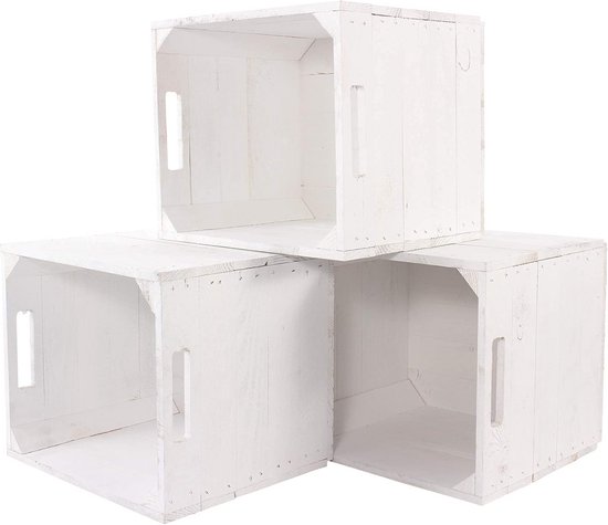 CHICCIE Kallax Karl Houten kist, gevlamd, opbergdoos, 33 x 38 x 33 cm, opbergmand, houten box, houten rek, 3 stuks