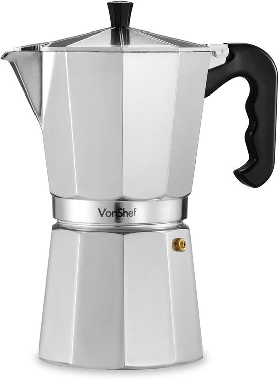 Vintage fornuis-espressomaker voor op de camping, aluminium, 4 kopjes
