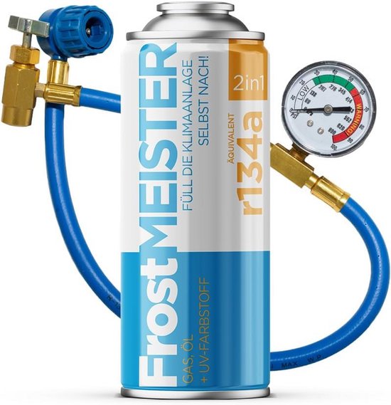 Airco Navulset R134a Auto 2-in-1 met Compressorolie en Manometer 400ml voor 1995-2016 modellen