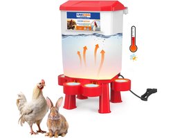 UniEgg® XL Premium Verwarmde/Anti-vorst Drinker 11 Liter (Rood) - automatisch en innovatief , inclusief ophangset en poten - drinkbak kip en ander pluimvee of gevogelte - verwarmd - anti-vorst