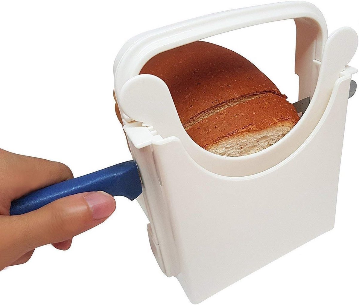 Broodsnijhouder met Antislipvoetjes en Instelbare Dikte voor Zelfgemaakt Brood, Bagels en Toast