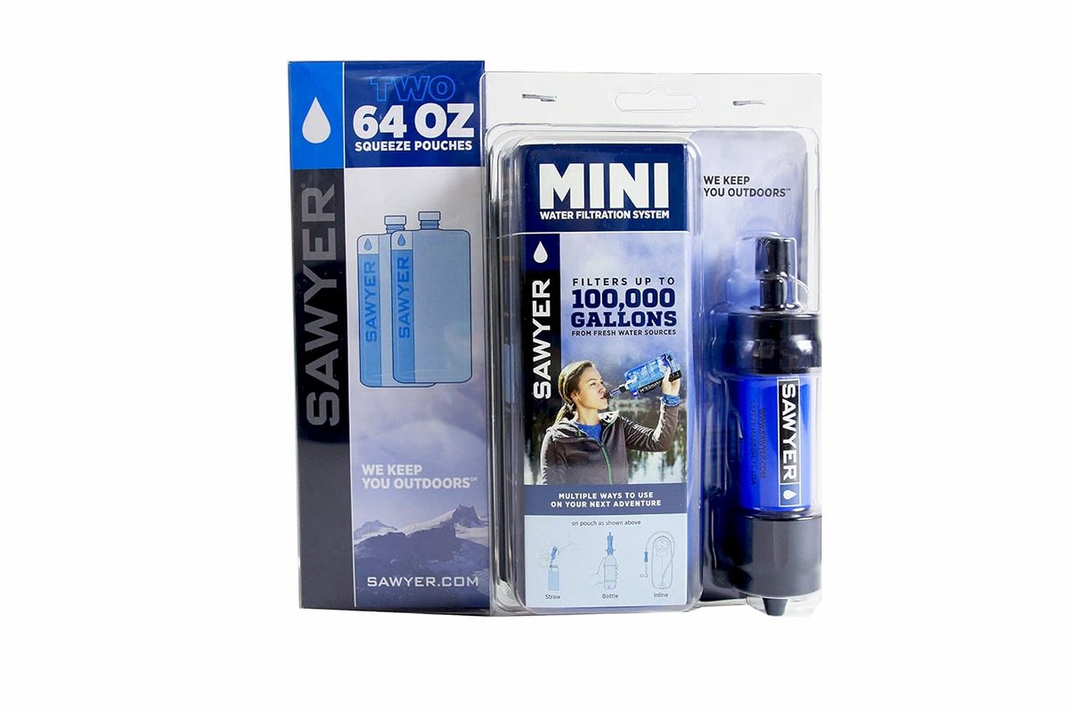 Compact Waterfilter Set voor Buitenactiviteiten - Verwijdert 99,9999% Bacteriën en Microplastics