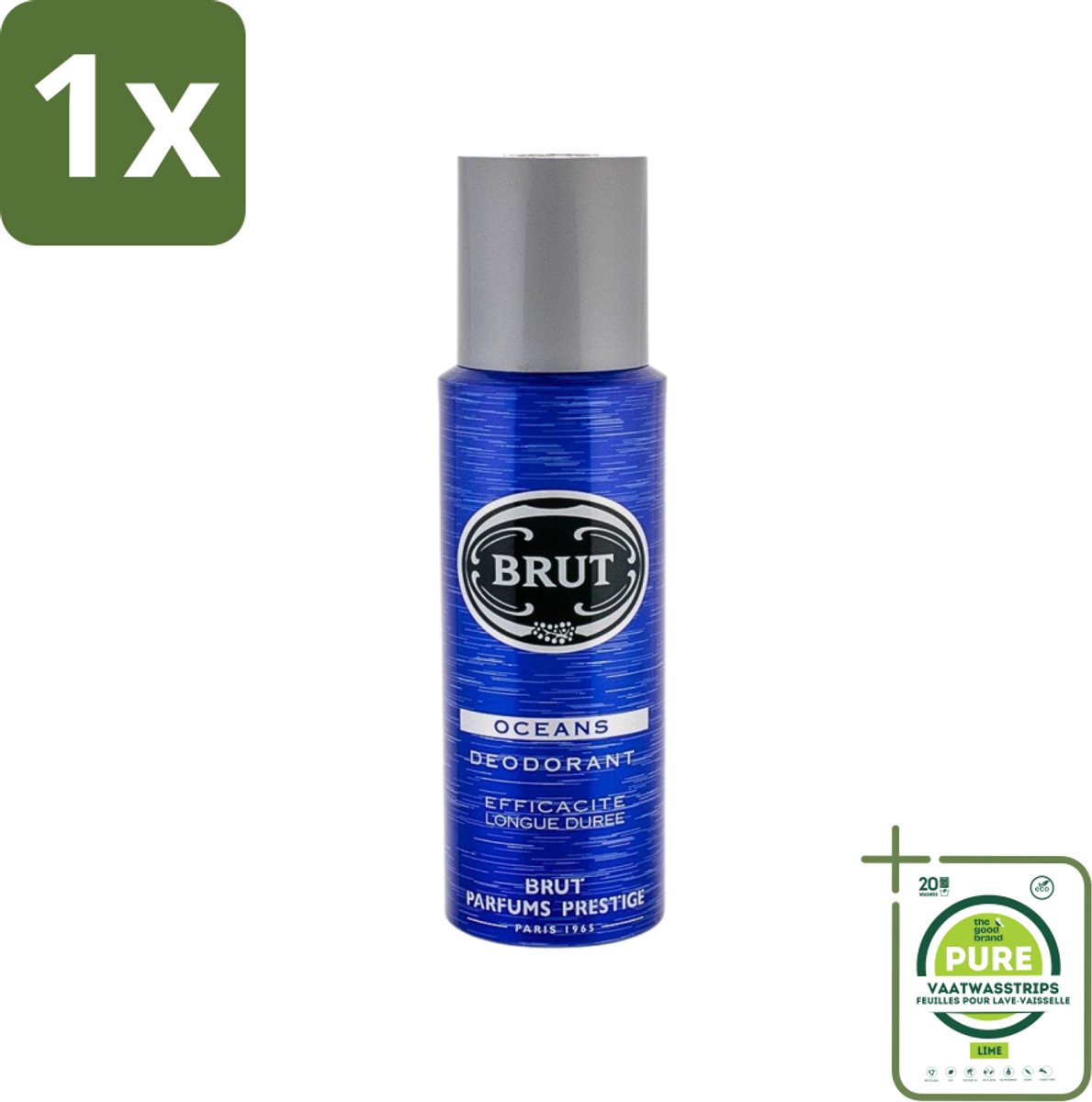 1 x Brut - Deodorant - Spray - Oceans - Fris & maritiem aroma - 200ml - Deodorant - Oceaan Geur - Fris Geur - Maritiem - Mannen Deodorant