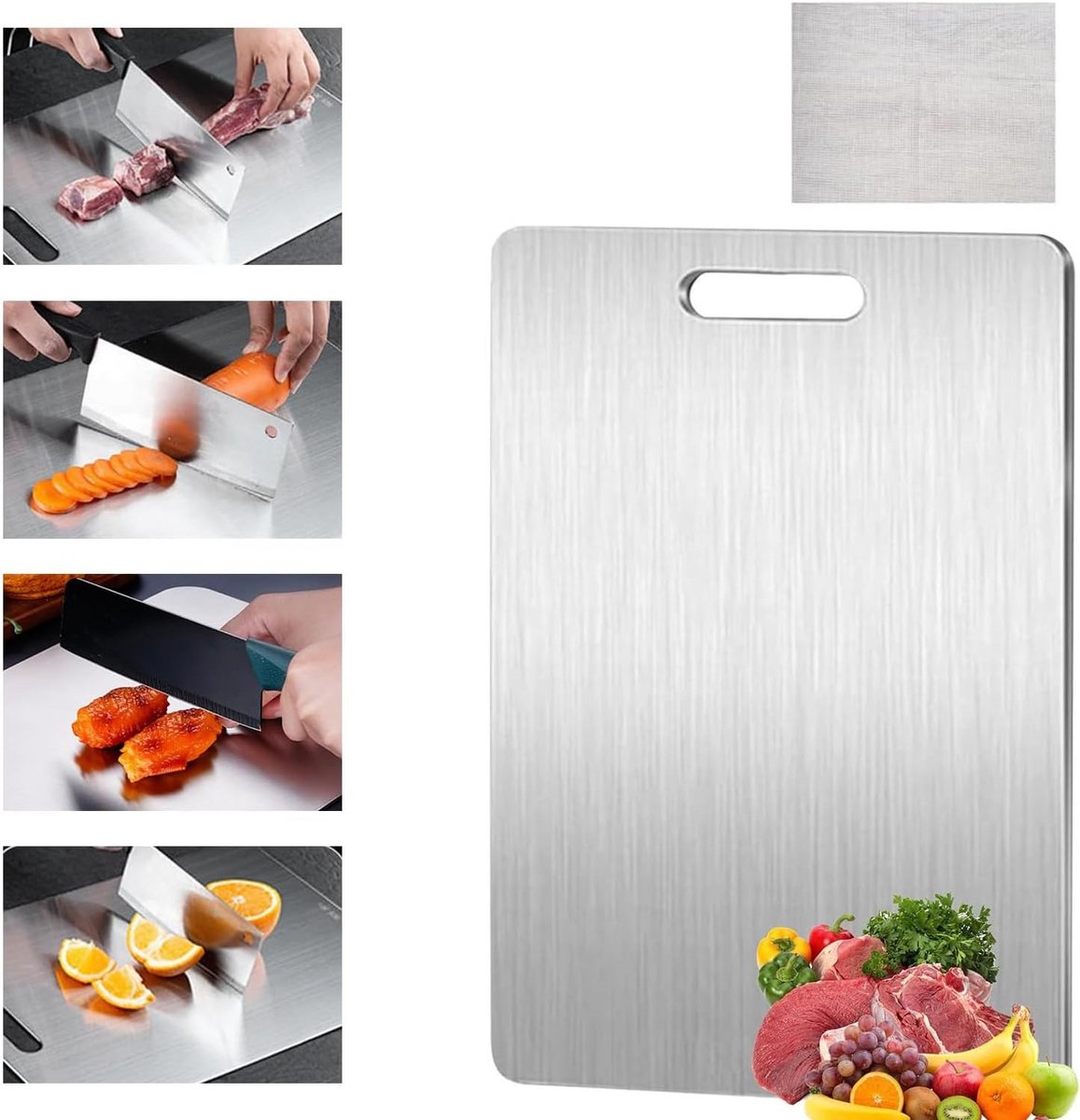 Duurzame RVS Snijplank Dubbelzijdig Antislip Keukenaccessoire