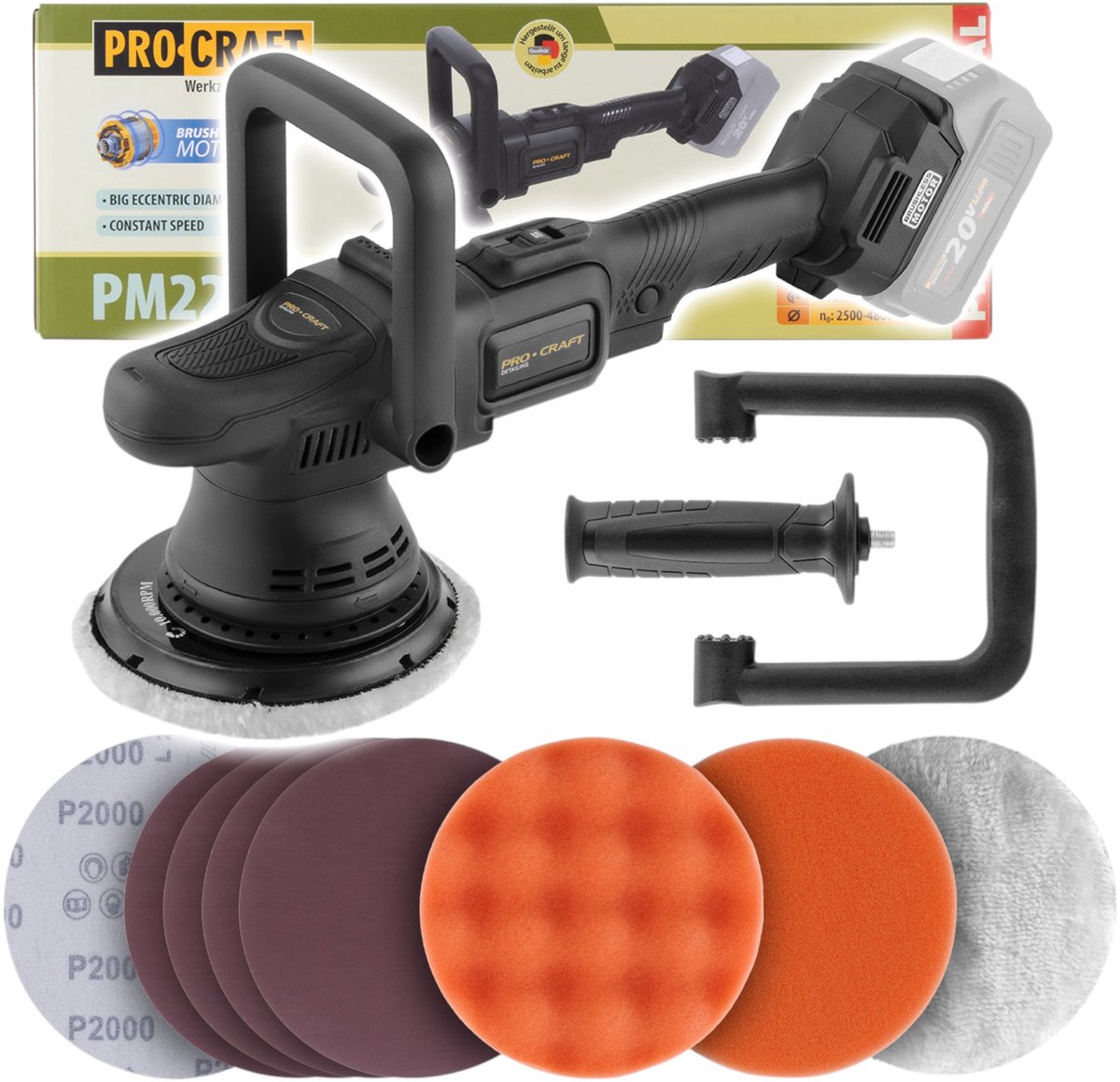 Procraft PM22bb accupolijstmachine 20 volt 150 mm Solo - zonder accu, zonder oplader