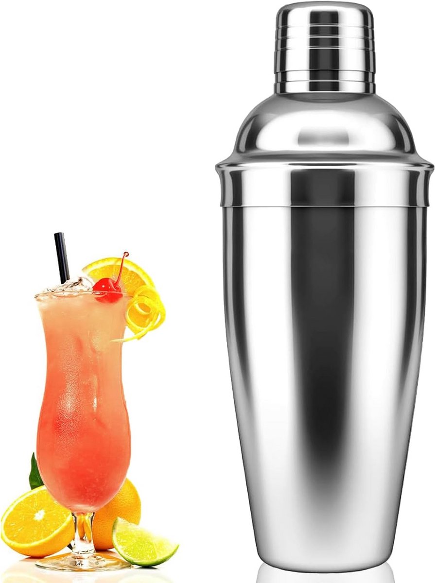 Professionele Cocktail Shaker RVS 750ml met Ingebouwde Zeef - Barset Mixer voor Cocktails Thuis en Feesten