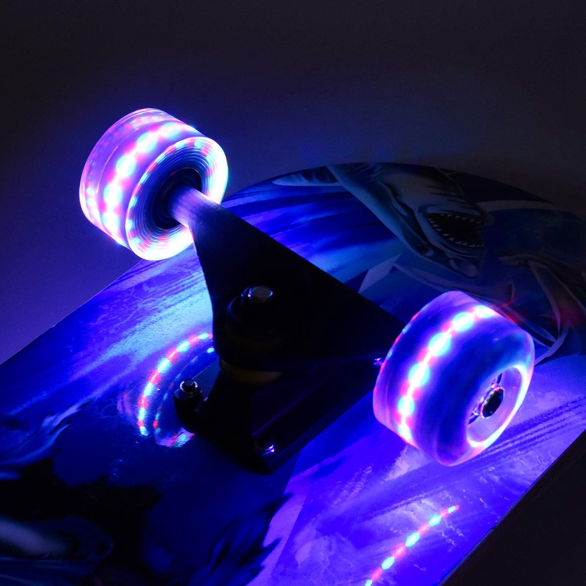 Unyqoos® Compleet skateboard met lichtgevende wielen voor alle leeftijden en niveaus Blauw