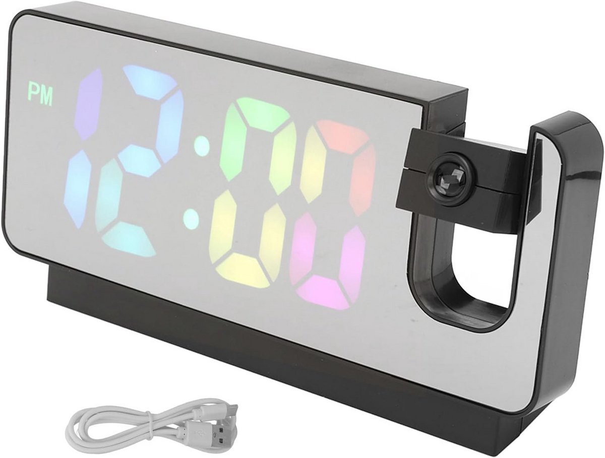 Digitale Projectiewekker met Spiegeldisplay, Temperatuur en Vochtigheidsmeter
